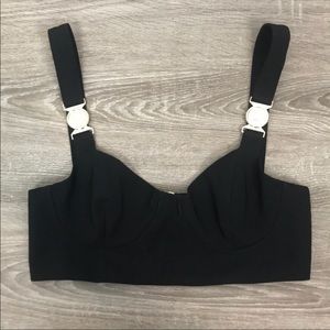 Meshki black bra top with gold hardware